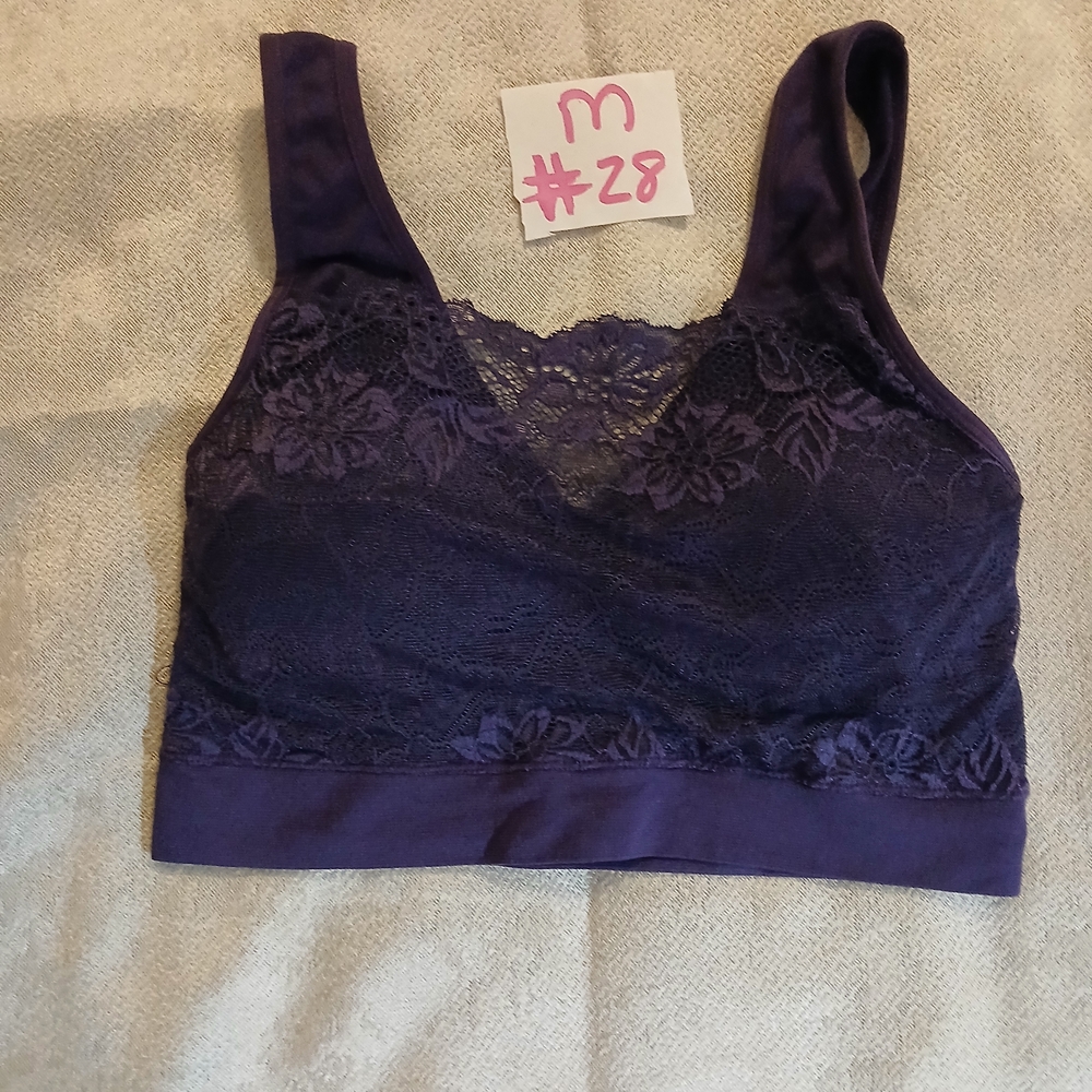 NWOT Rhonda Shear Elegant Purple Lace Bralette